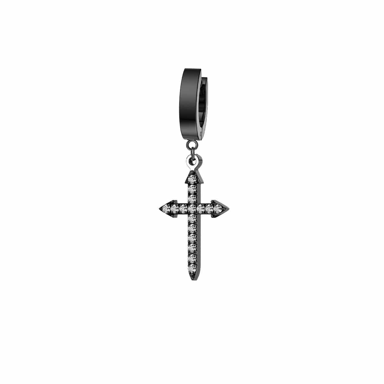 Mister - Gem Cross Earring - SINGLE OR PAIR - 3 COLORS -