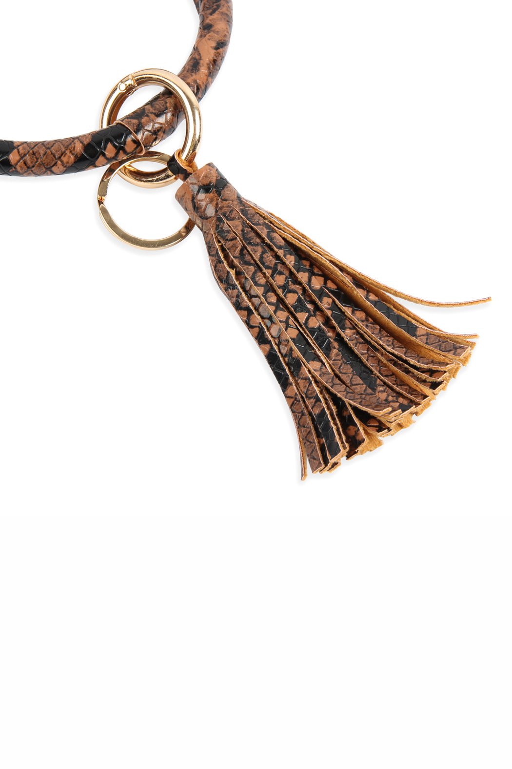 Snake Skin Printed Tassel Key Ring Bracelet - 7 COLORS -