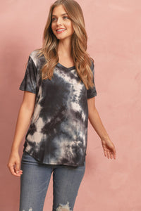 Thumbnail for Riah Fashion - Tie Dye  V-Neck Round Hem Top - 5 COLORS -