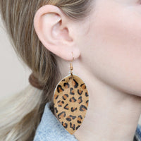 Thumbnail for Riah Fashion - Leopard Leather Drop Earrings - 4 COLORS