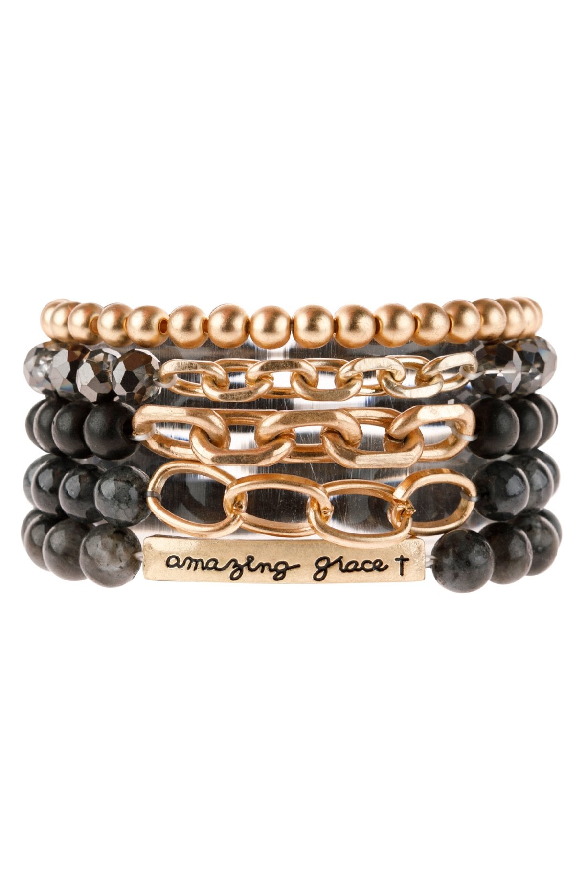 Riah Fashion - "Amazing Grace" Charm Multiline Beaded Bracelet - 8 COLOR STACKS -