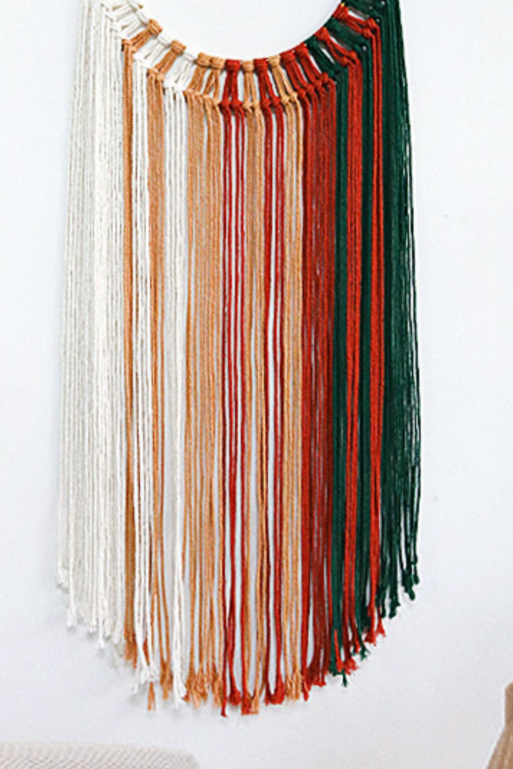 Hoop Fringe Macrame Wall Hanging - 41.3" X 13.8" - T - 6 COLORS -