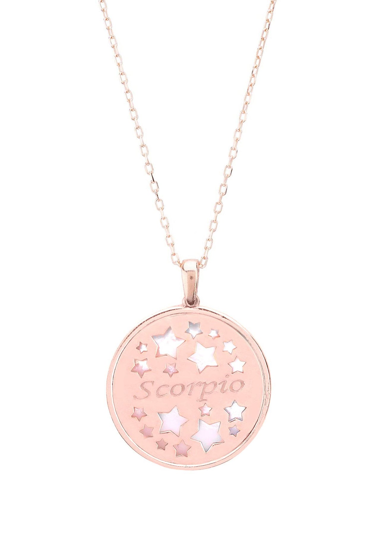 Zodiac Mother of Pearl Gemstone Star Constellation Pendant Necklace Scorpio -