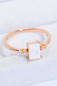 Thumbnail for Rectangle Natural Moonstone Ring - T - SIZES 6 THRU 9 - 1 FINISH -