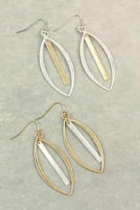 Thumbnail for Riah Fashion - Open Marquise With Bar Drop Earrings - 2 FINISHES -