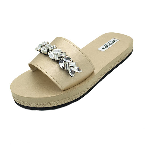 SAND BY SAYA N.Y. - Greenwich - Crystal Rhine Stone Embellished Waterproof Espadrille Flat - 3 COLORS -