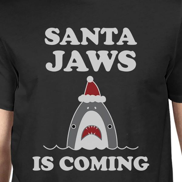 Santa Jaws Is Coming Mens Black Shirt - 1 COLOR