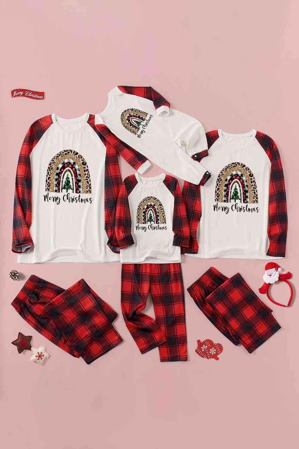 MERRY CHRISTMAS Graphic Top and Plaid Pants Set - T - SOLD BY SIZE / 2 PCS. - 4 SIZES -