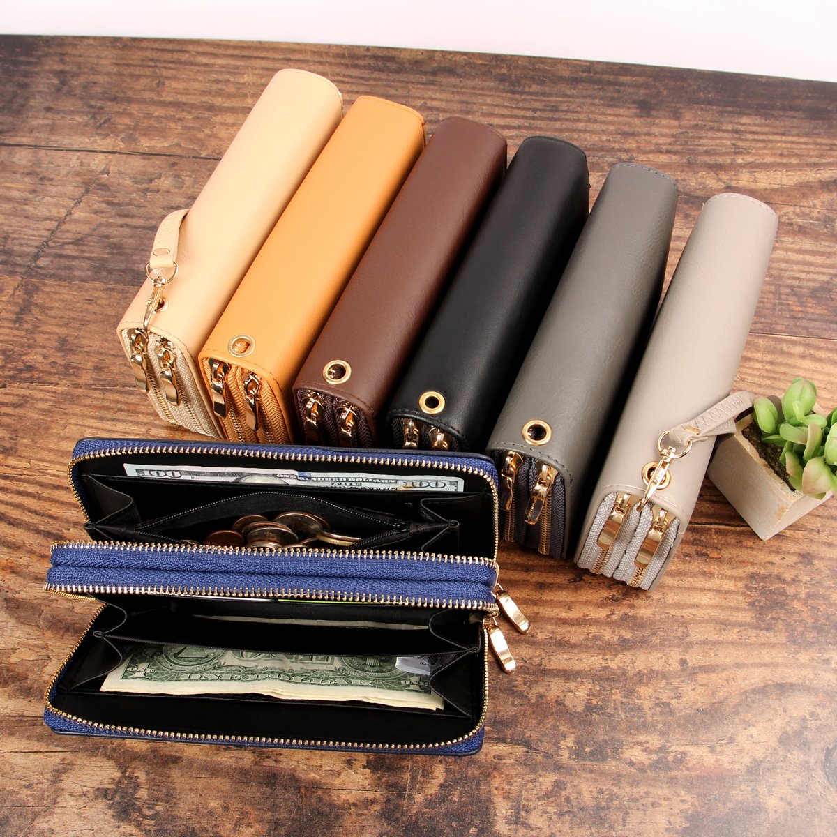 Double Zip Around Wallet - 13 COLORS -