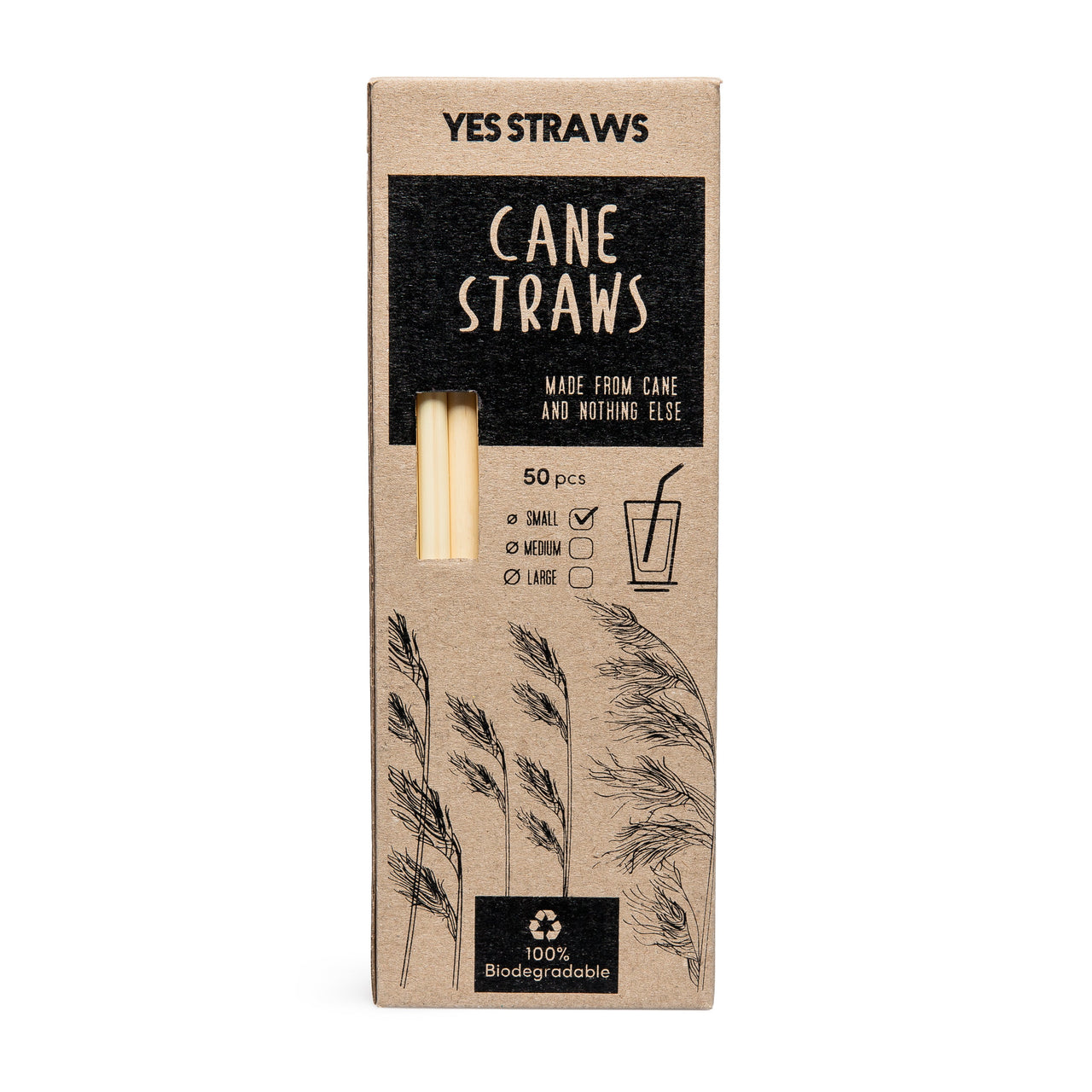 Yes Straws Ukraine - Cane Straws - Long (Pack of 50) -