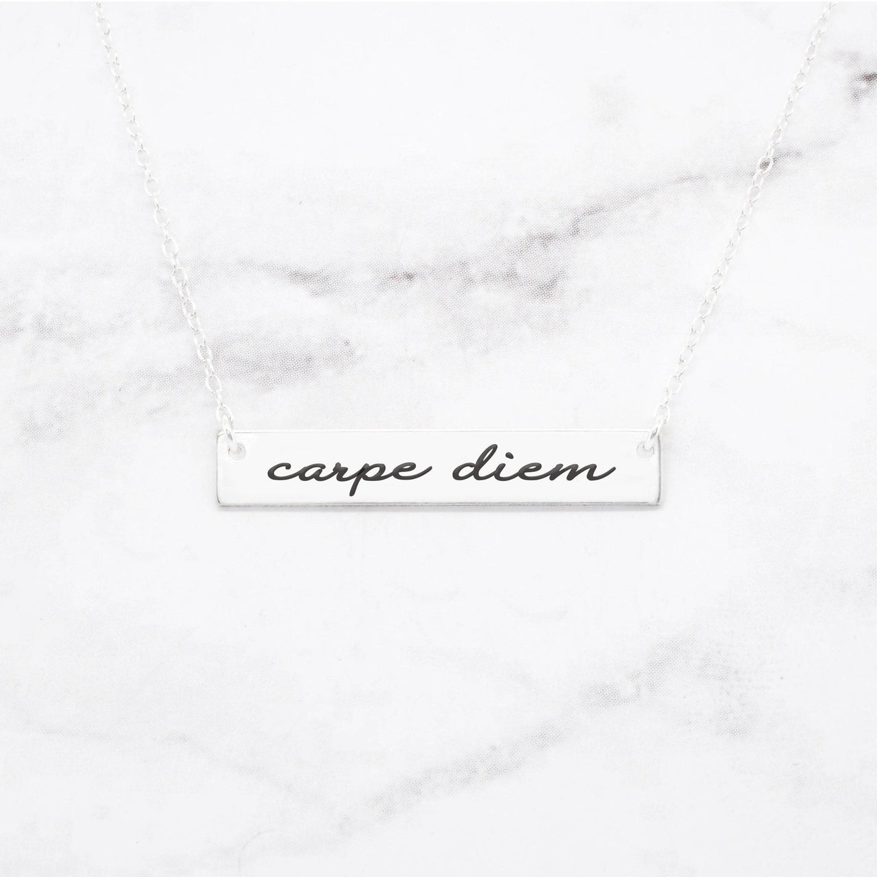 Carpe Diem Necklace - Sterling Silver Quote Necklace -