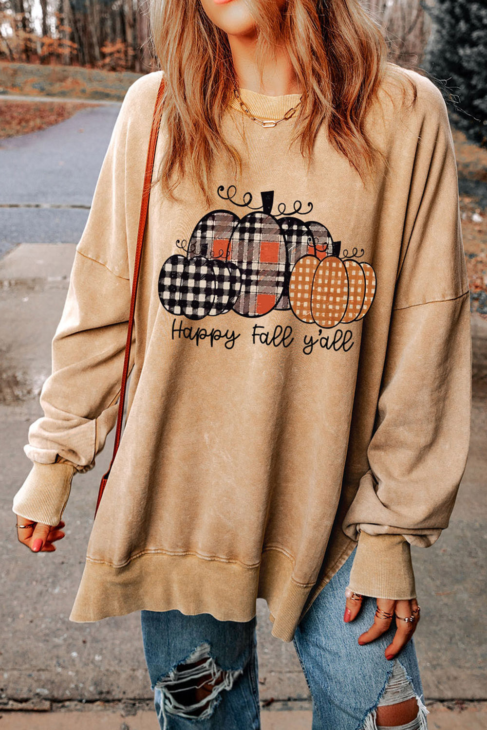 HAPPY FALL Y'ALL Graphic Sweatshirt - T - 1 COLOR -