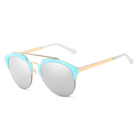 Thumbnail for Corolla | CA15 - Half Frame Mirrored Lens Horned Rim Sunglasses Circle - 6 COLORS -