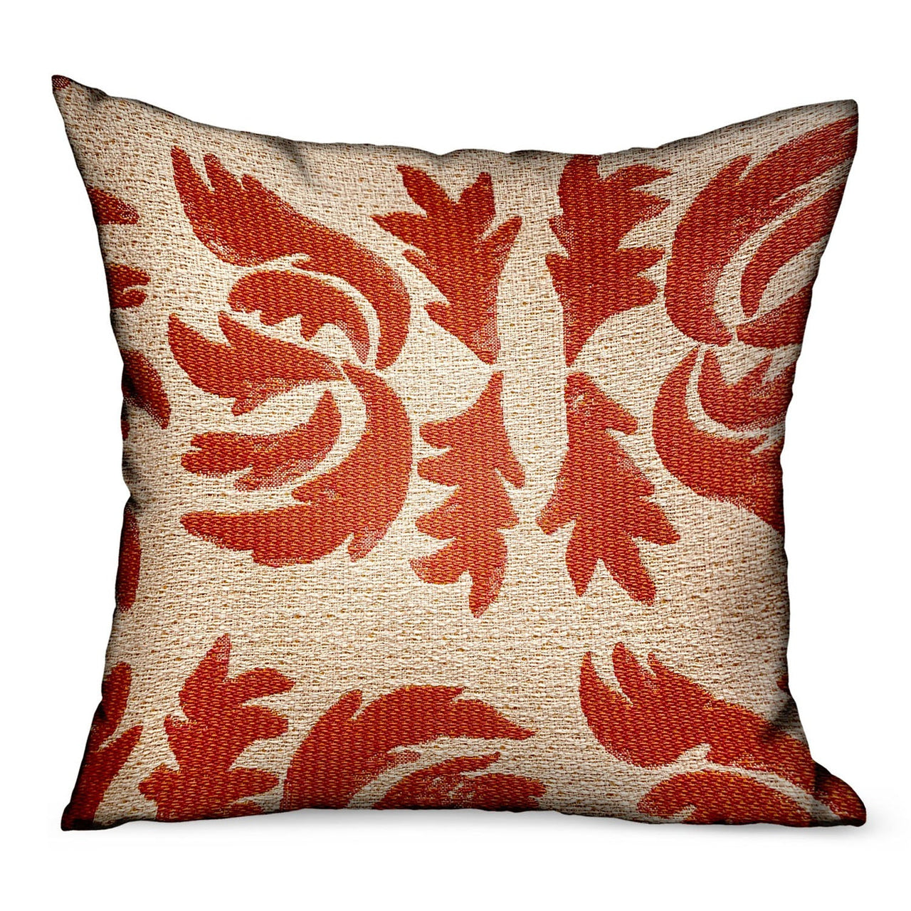 Claret Leaflet Orange Paisley Luxury Outdoor/Indoor Throw Pillow - 6 SIZES -