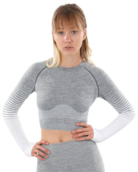 Thumbnail for Savoy - Bocana Seamless Leggings & Sports Top Set - Grey & White - 2 PCS. - 1 COLOR -