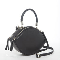 Thumbnail for Kiss Circle Shape Leather Crossbody Bag Black -