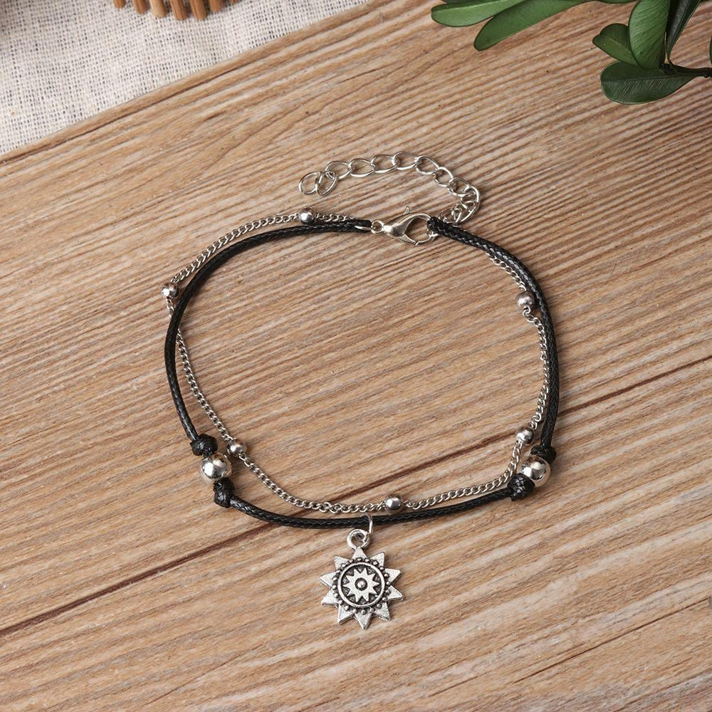 Vintage Boho Multi Layer Sun Anklet Ankle Bracelet - 1 STYLE =