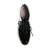 Thumbnail for Double Layer Wedges Enamel Leather Lace Up Shoes