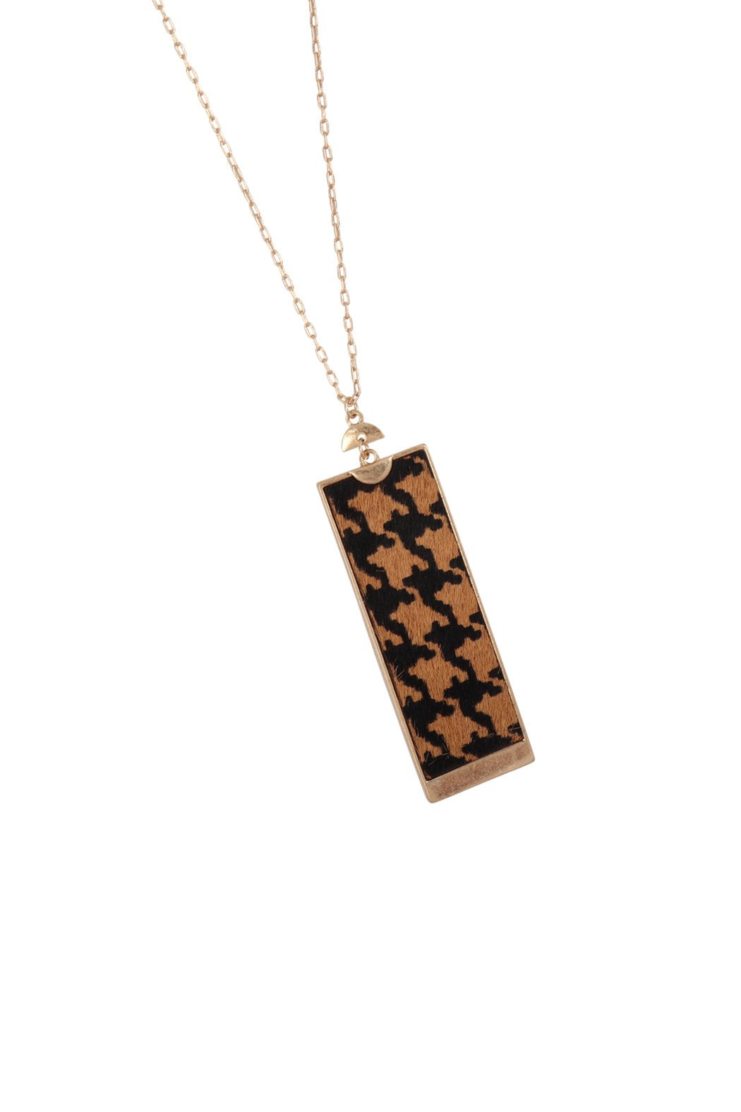 Rectangle Shape Leather Pendant Necklace - 7 COLORS -