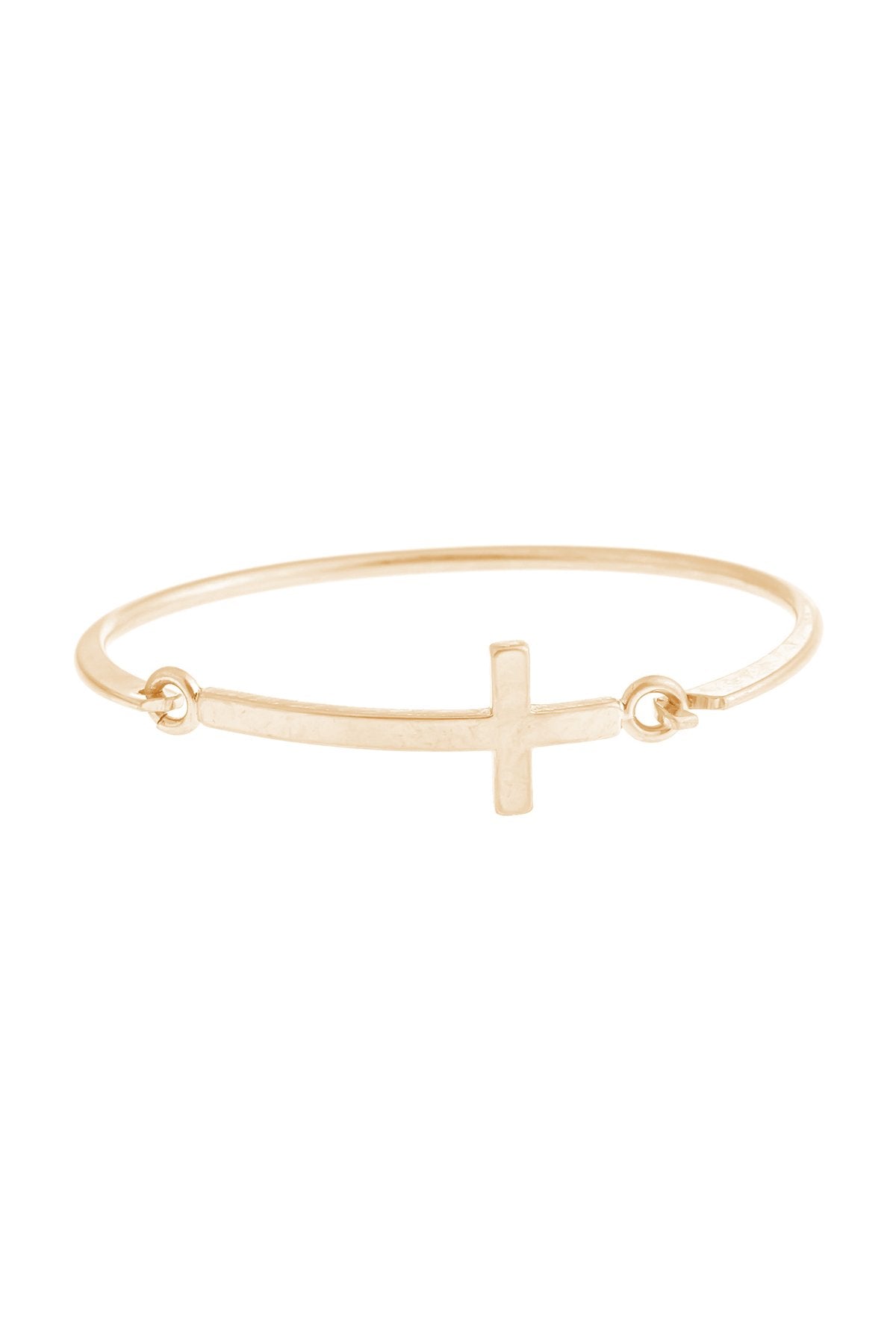 Cross Charm Cuff Bracelet - 5 FINISHES