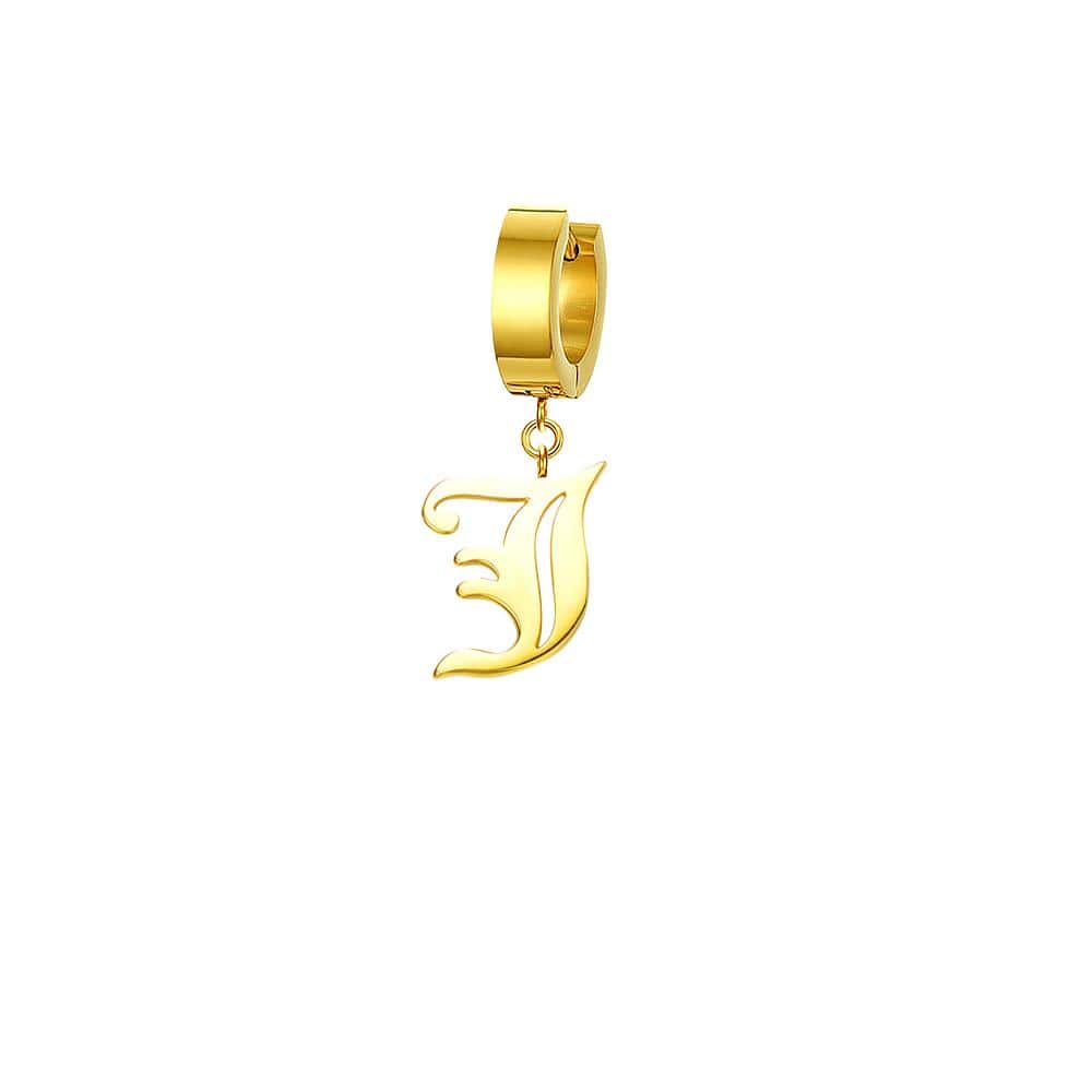 Mister - Old English Initial Earring - ALL 26 LETTERS - 2 FINISHES - FIND YOURS! -