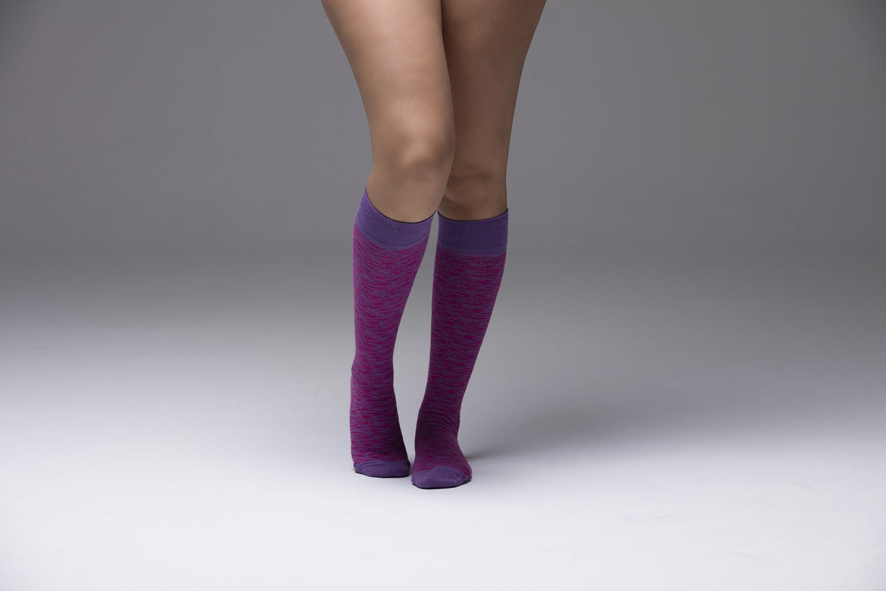 Women's Rose Grizzled Stripe Knee High Socks - 1 COLOR -