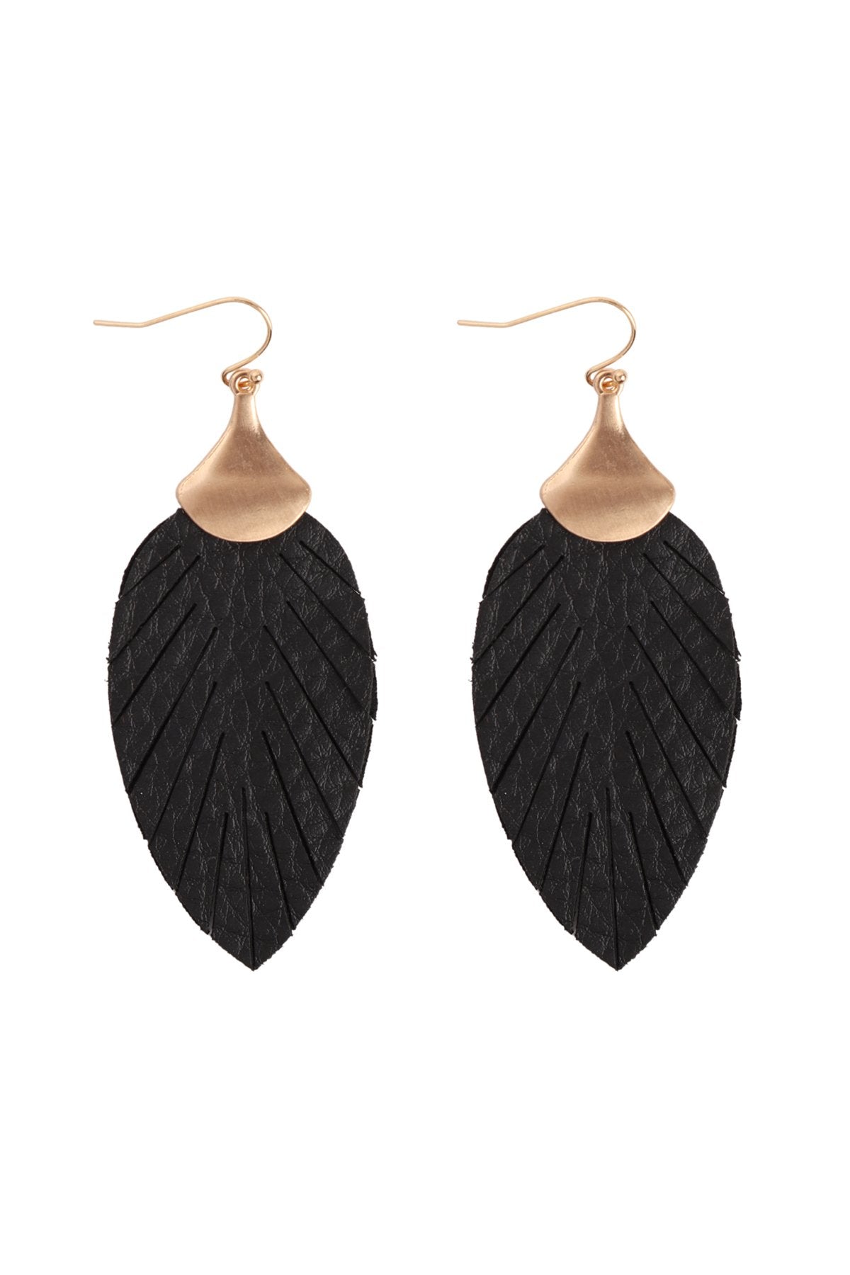 Riah Fashion - Pu Leather Hook Earrings - 5 COLORS