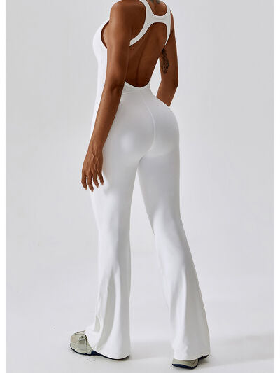 Cutout Wide Strap Bootcut Active Jumpsuit - T - 5 COLORS -