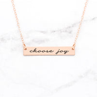 Thumbnail for Choose Joy - Gold Quote Bar Necklace -