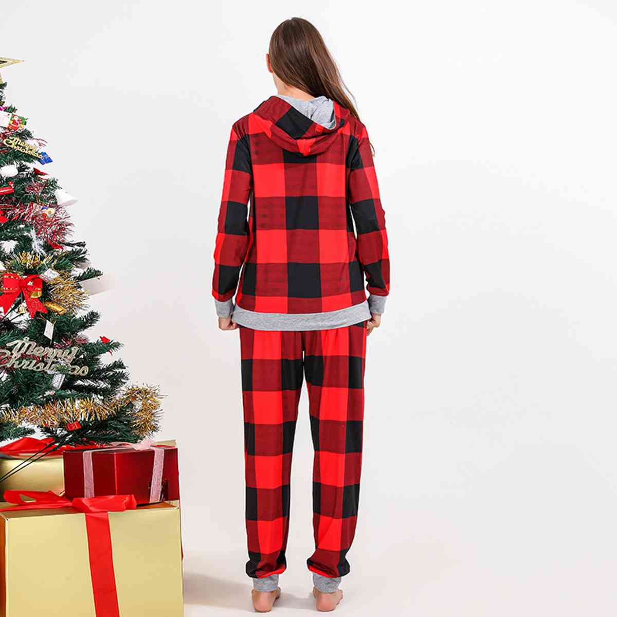 MOMMY BEAR Graphic Hoodie and Plaid Pants Set - 2 PCS. - T -