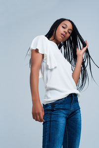 Thumbnail for Q2 - White Sweater With Ruffles - 1 COLOR -