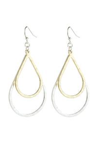 Thumbnail for Double Open Teardrop Dangle Hook Earrings - 2 FINISHES -