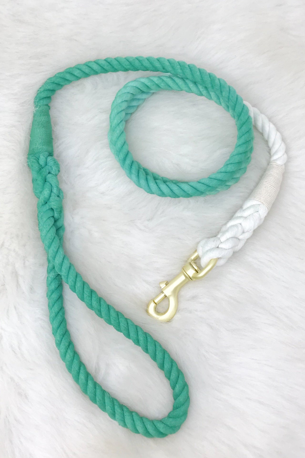 Hand Dyed Cotton Rope Leash, Dark Green Ombre - 1 COLOR