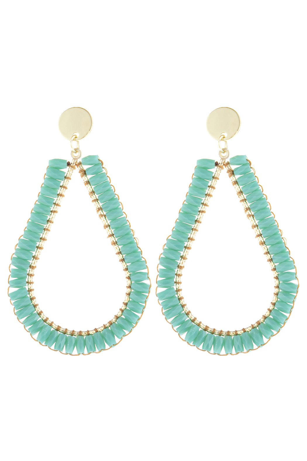 Riah Fashion - Glass Beaded Teardrop Earrings - 5 COLORS