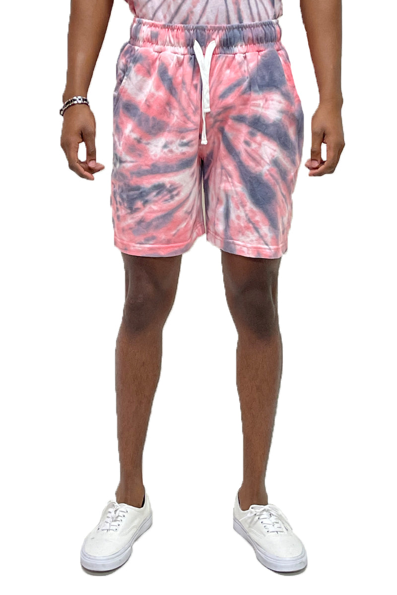 Swirly Cotton Tye Dye Sweat Shorts - 1 COLOR -