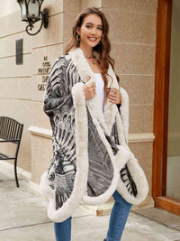 Thumbnail for Printed Open Front Poncho - T - 5 COLORS -