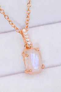 Thumbnail for Natural Moonstone 4-Prong Pendant Necklace - T - 2 FINISHES -