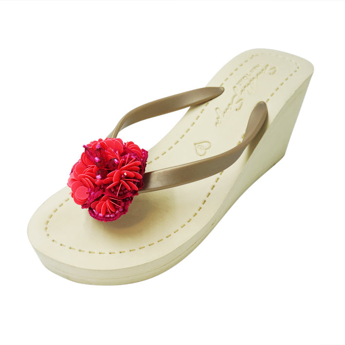 SAND BY SAYA N.Y. - Pink Noho Flower- Women's High Wedge - 3 COLORS -