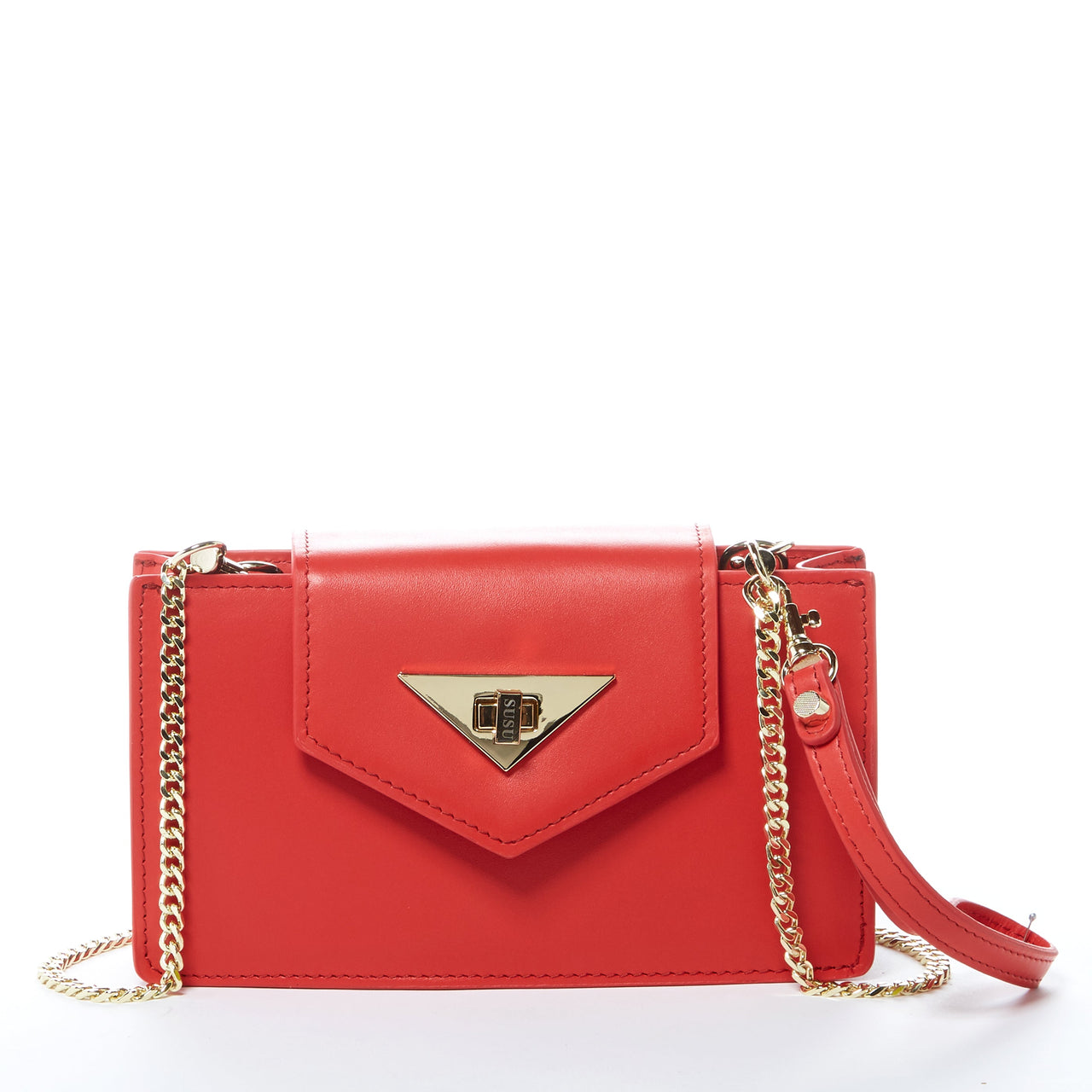 Mary Red Purse Mini Crossbody Bag Leather Wristlet -