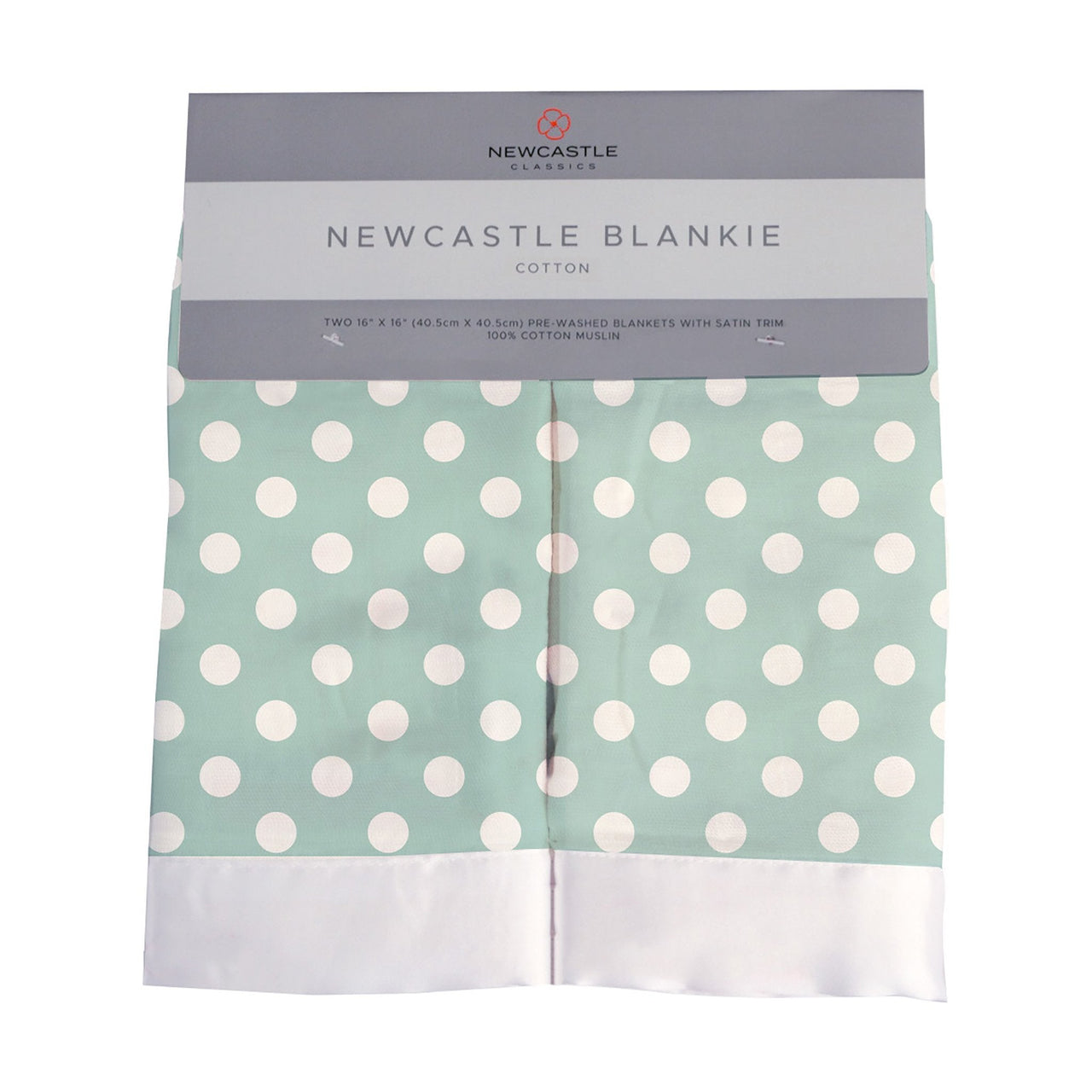 Newcastle - Jade Polka Dot Cotton Muslin Security Baby Blankie -