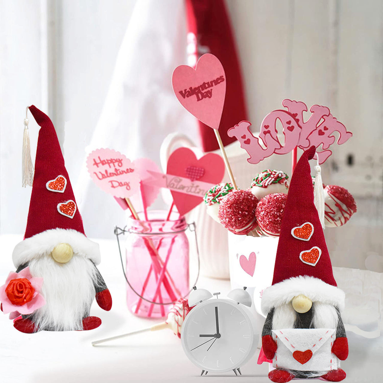 Valentines Day Decorative Love Gnomes bearing Flower or Envelope - 7.87" - [7-12 DAY DELIVERY] - 2 TYPES -