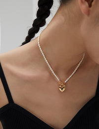 Thumbnail for Heart Padlock Pendant Pearl Necklace