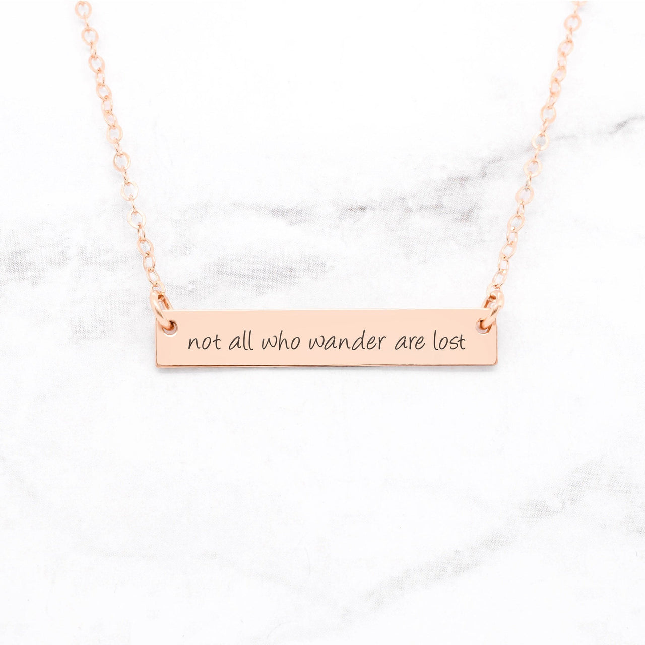 Not All Who Wander Are Lost - Gold Quote Bar Necklace -