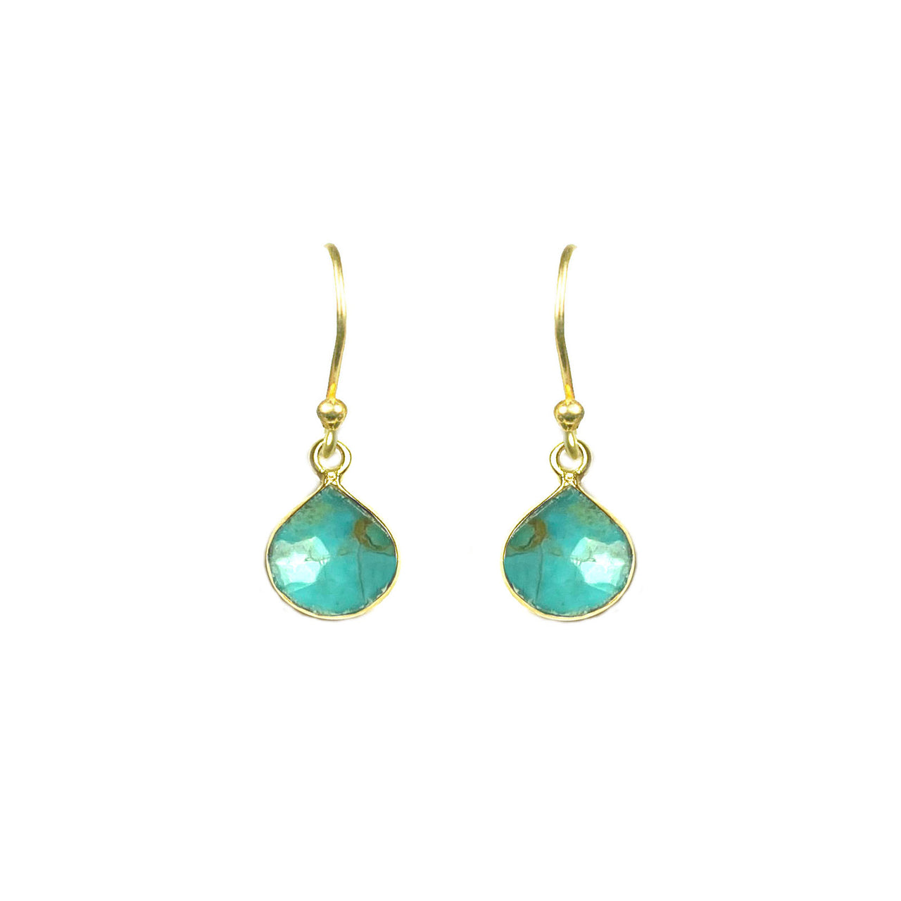 Gena Myint - Turquoise Bezel Drop Earrings -