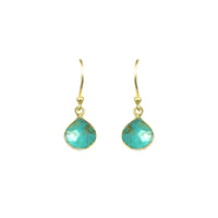 Thumbnail for Gena Myint - Turquoise Bezel Drop Earrings -