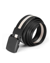 Thumbnail for Mens One Size Adjustable Strap Stripe Nylon Web Belt With Plastic Buckle  - 6 COLORS -