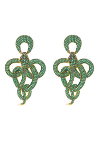 Thumbnail for LATELITA - Viper Snake Drop Earrings Gold Emerald -