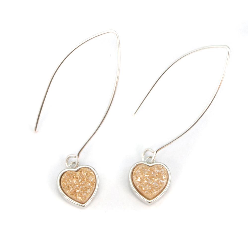 Christy Jean - Heart Long Druzy Earrings - 5 COLORS -