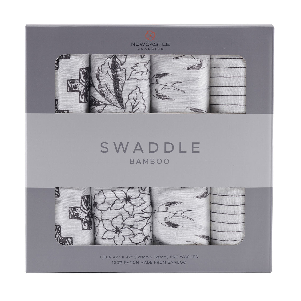 Newcastle - Monochrome Bamboo Muslin Swaddle 4PK -