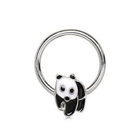 Thumbnail for 316L Stainless Panda Snap-In Captive Bead Ring / Septum Ring -